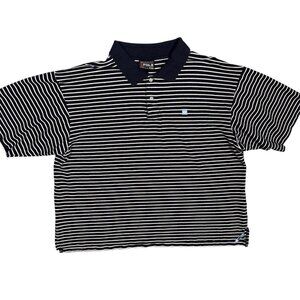 Vintage 00s Y2K SouthPole Striped Polo Shirt Short Sleeve Blue/White XXL